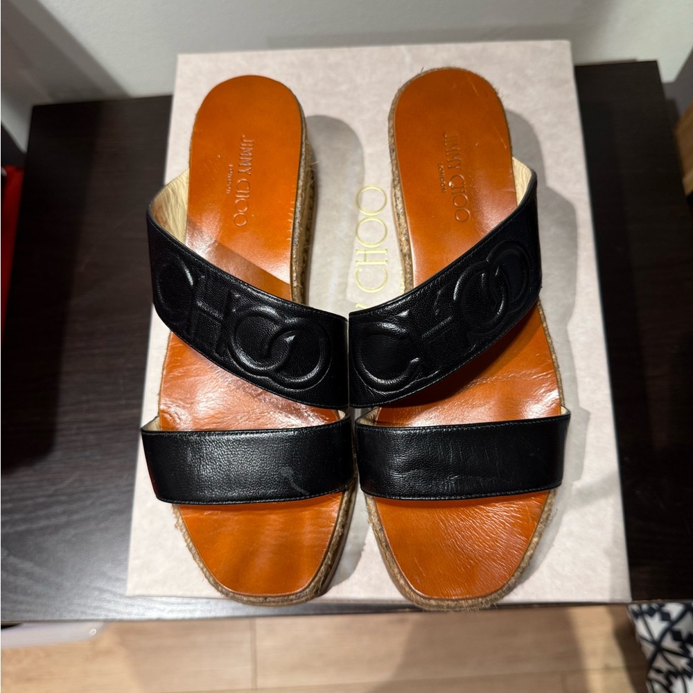 Jimmy Choo Ocho Black and Brown Espadrille Wedge Shoes‎ - Picture 4 of 9